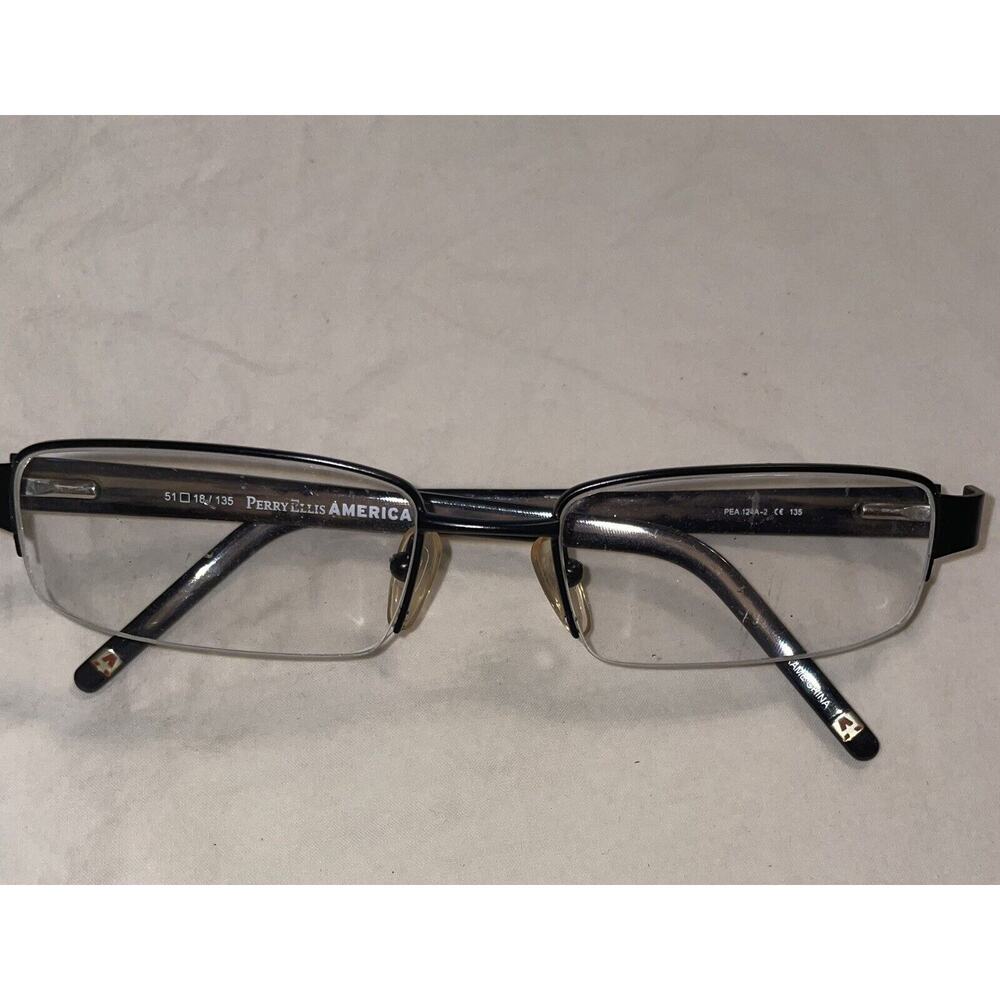 Perry Ellis America PEA 124A-2 51-19-145 Black Brown Half‎ Rimless Y821